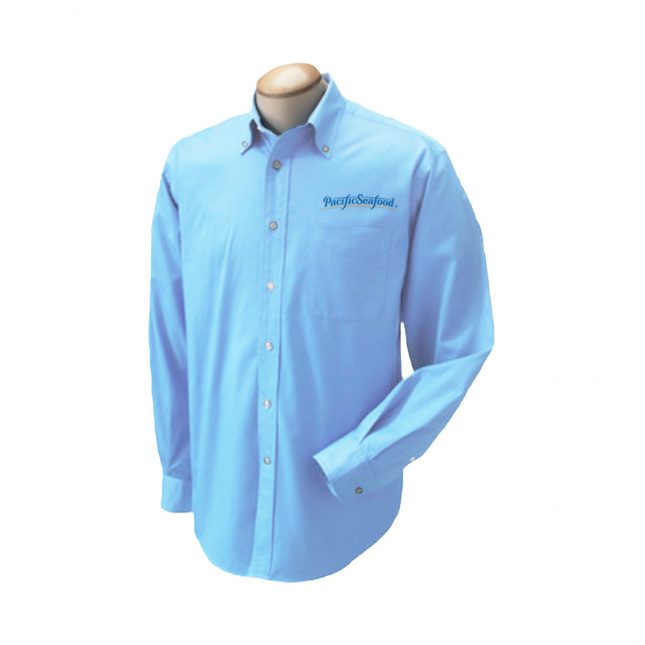 PS16 M600 Harriton Mens Long Sleeve Oxford with StainRelease LightBlue 1200 1