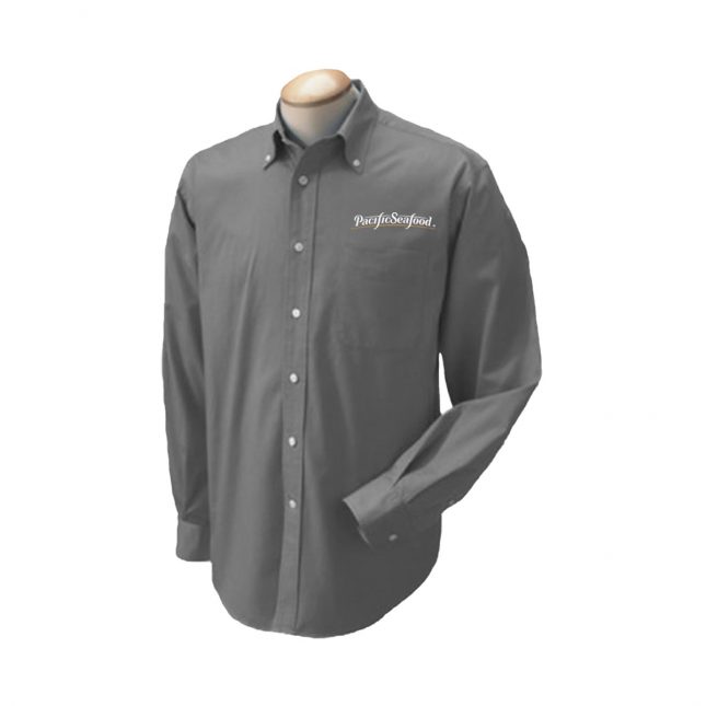 PS16 M600 Harriton Mens Long Sleeve Oxford with StainRelease OxfordGrey 1200 1