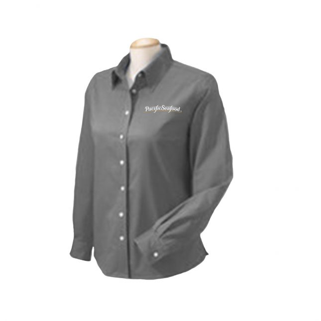 PS16 M600W Harriton Ladies Long Sleeve Oxford with StainRelease OxfordGrey 1200