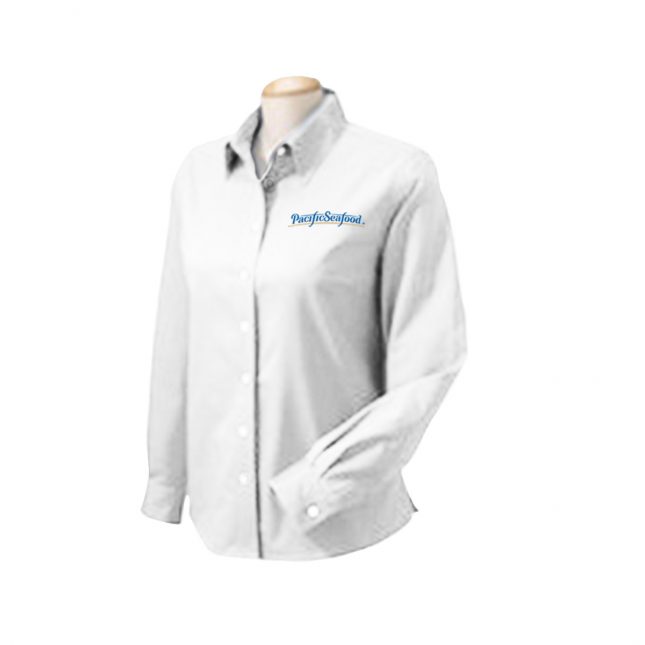 PS16 M600W Harriton Ladies Long Sleeve Oxford with StainRelease White 1200