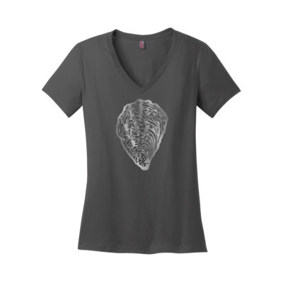 PS0419 Ladies Oyster V neck front charcoal