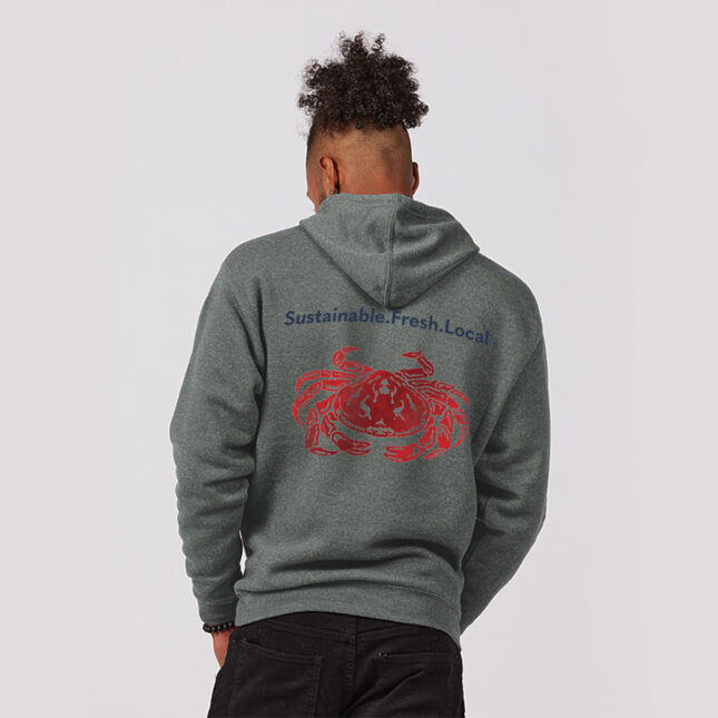 PS1121 Athletic grey Crab Hoodie Back Navy Text 1